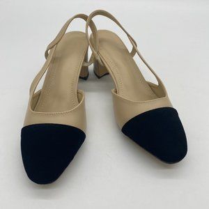 Chunky Block High Heels Closed Round Toe Slingback Sandals Fashion Work Shoes